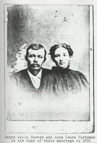 Henry Wells Harvey Sr. and Anna Laura Vardeman Wedding Photo 1891 in Saline County, Missouri